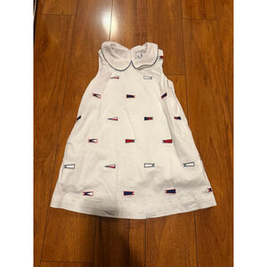 Girls Classic Prep White Red Blue Flag Casual Dress Size 6